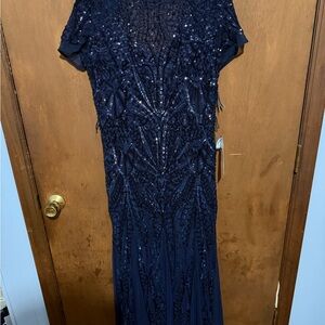 Elegant Navy Sequin Dress